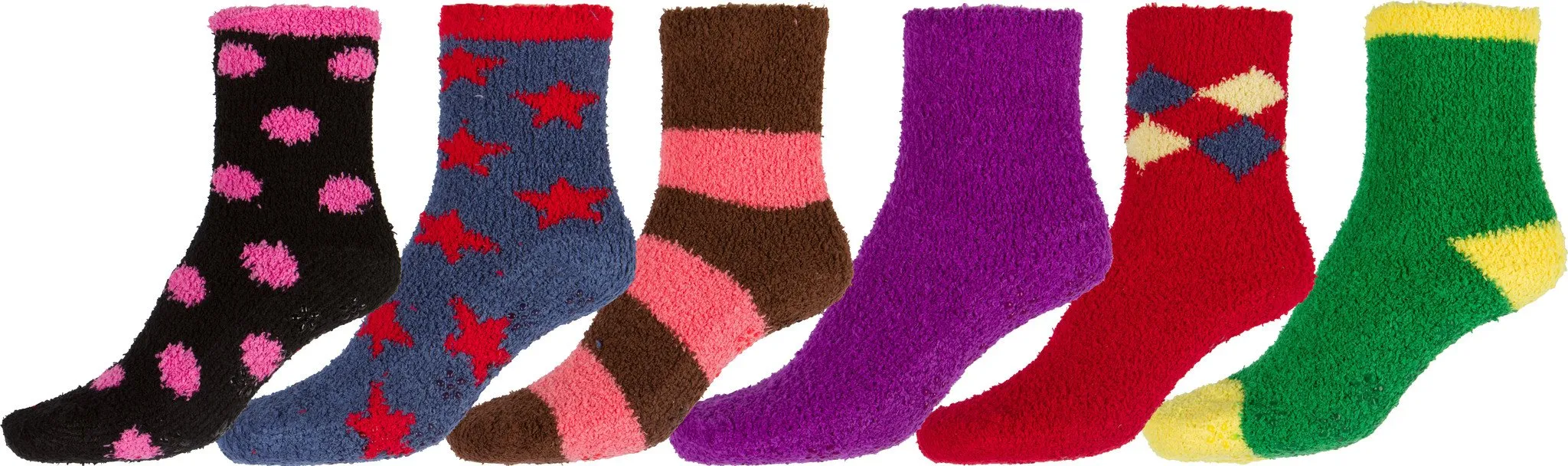 Sakkas Super Soft Anti-Slip Fuzzy Ankle Socks Value Assorted 6-Pack