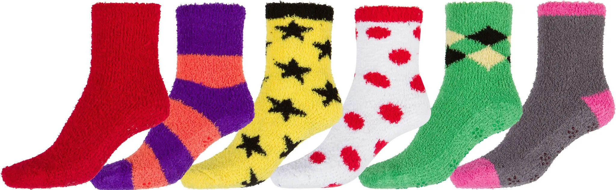 Sakkas Super Soft Anti-Slip Fuzzy Ankle Socks Value Assorted 6-Pack