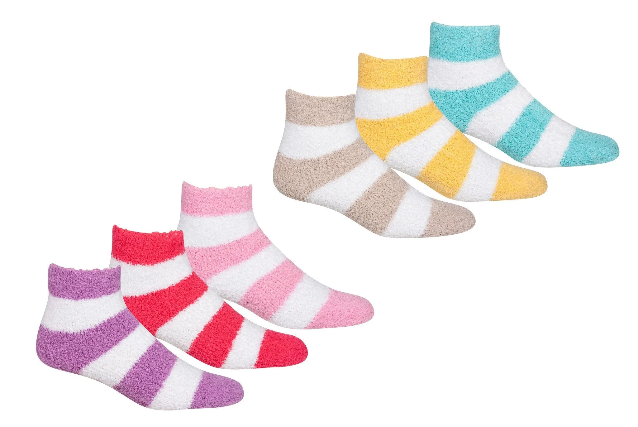 Sakkas Super Soft Anti-Slip Fuzzy Ankle Socks Value Assorted 6-Pack