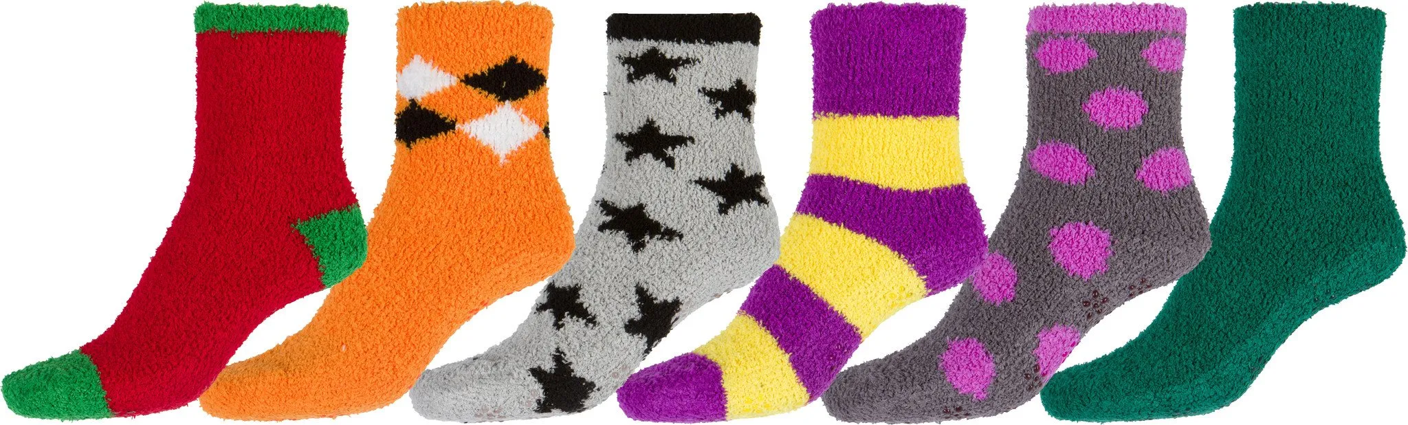 Sakkas Super Soft Anti-Slip Fuzzy Ankle Socks Value Assorted 6-Pack