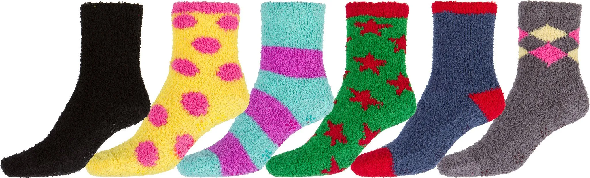 Sakkas Super Soft Anti-Slip Fuzzy Ankle Socks Value Assorted 6-Pack