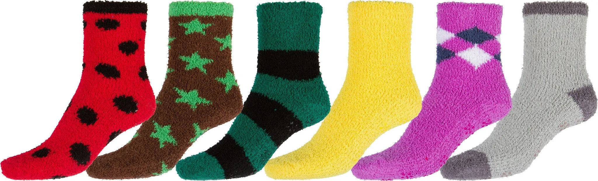 Sakkas Super Soft Anti-Slip Fuzzy Ankle Socks Value Assorted 6-Pack