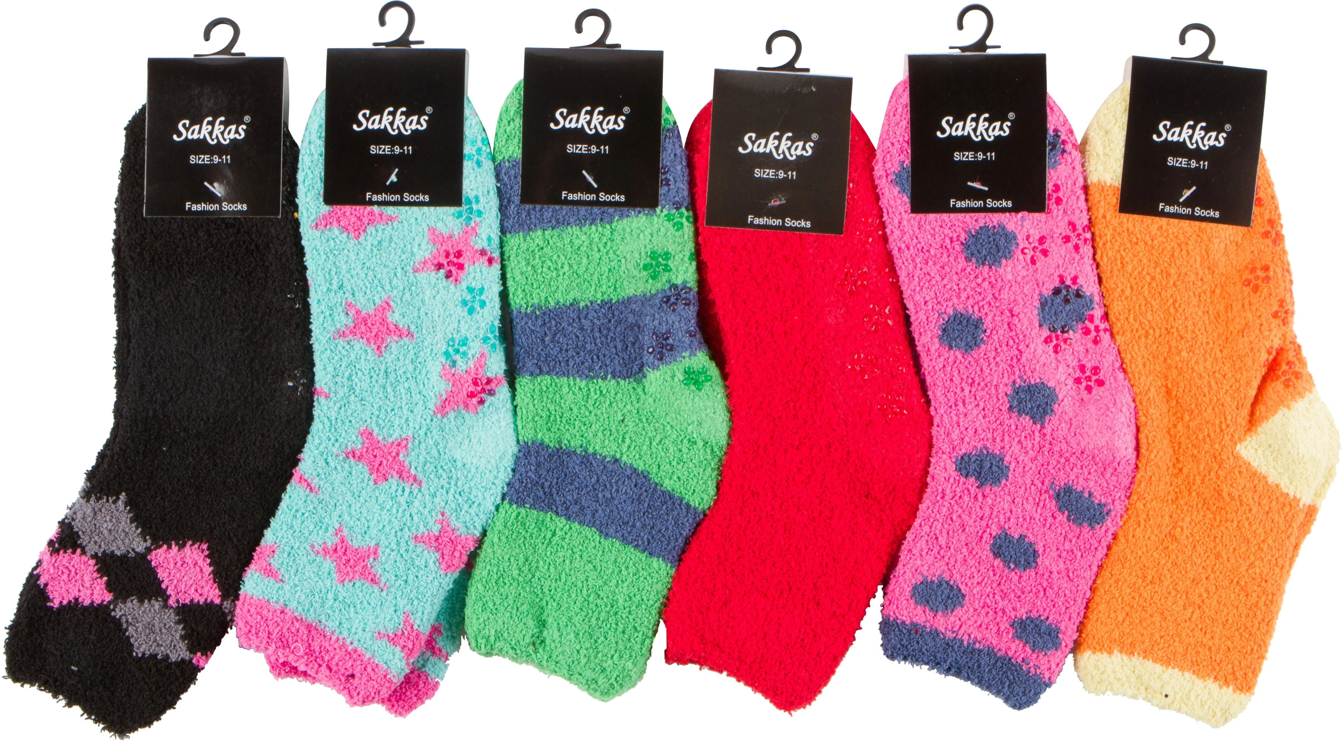 Sakkas Super Soft Anti-Slip Fuzzy Ankle Socks Value Assorted 6-Pack