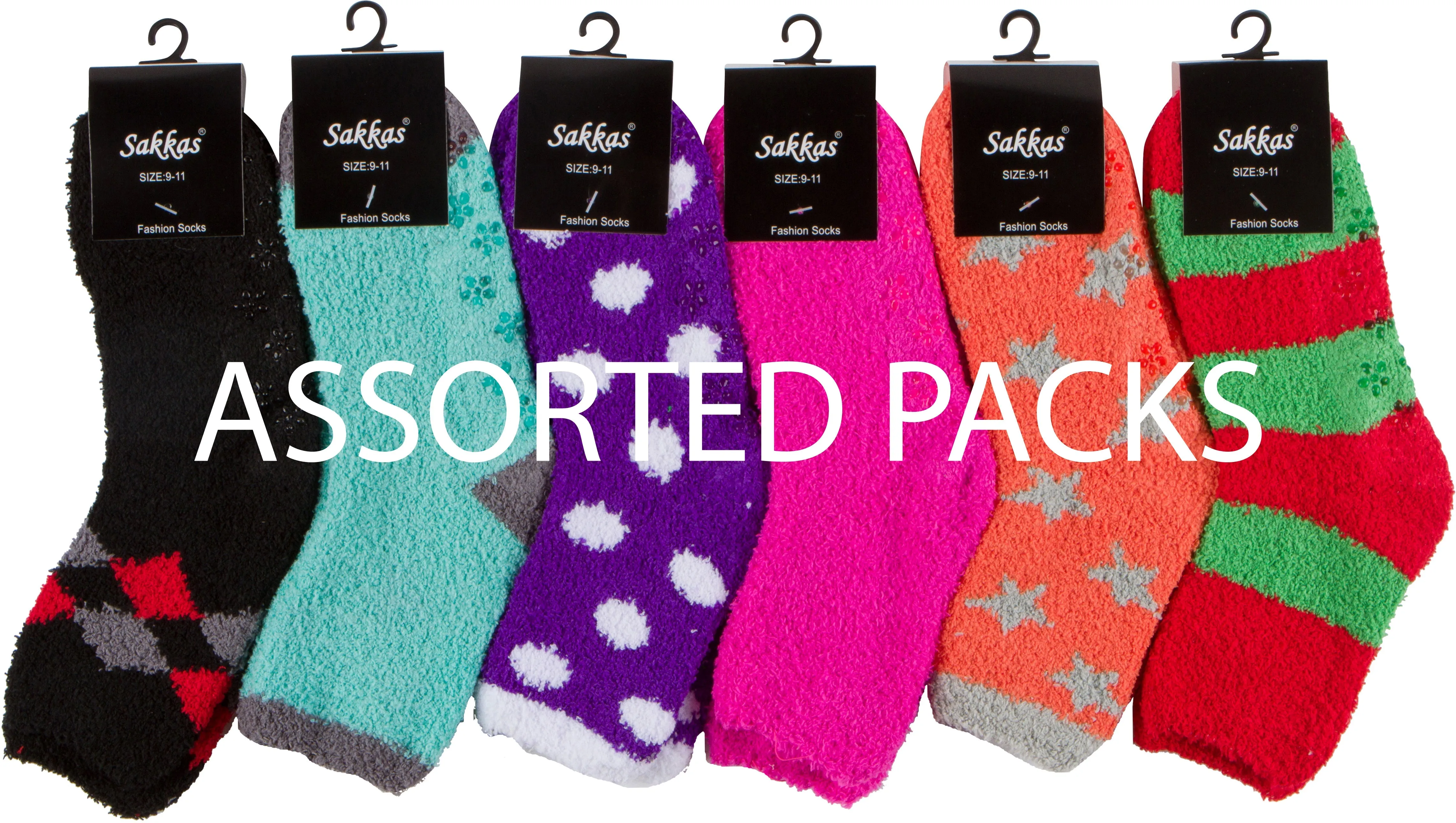 Sakkas Super Soft Anti-Slip Fuzzy Ankle Socks Value Assorted 6-Pack