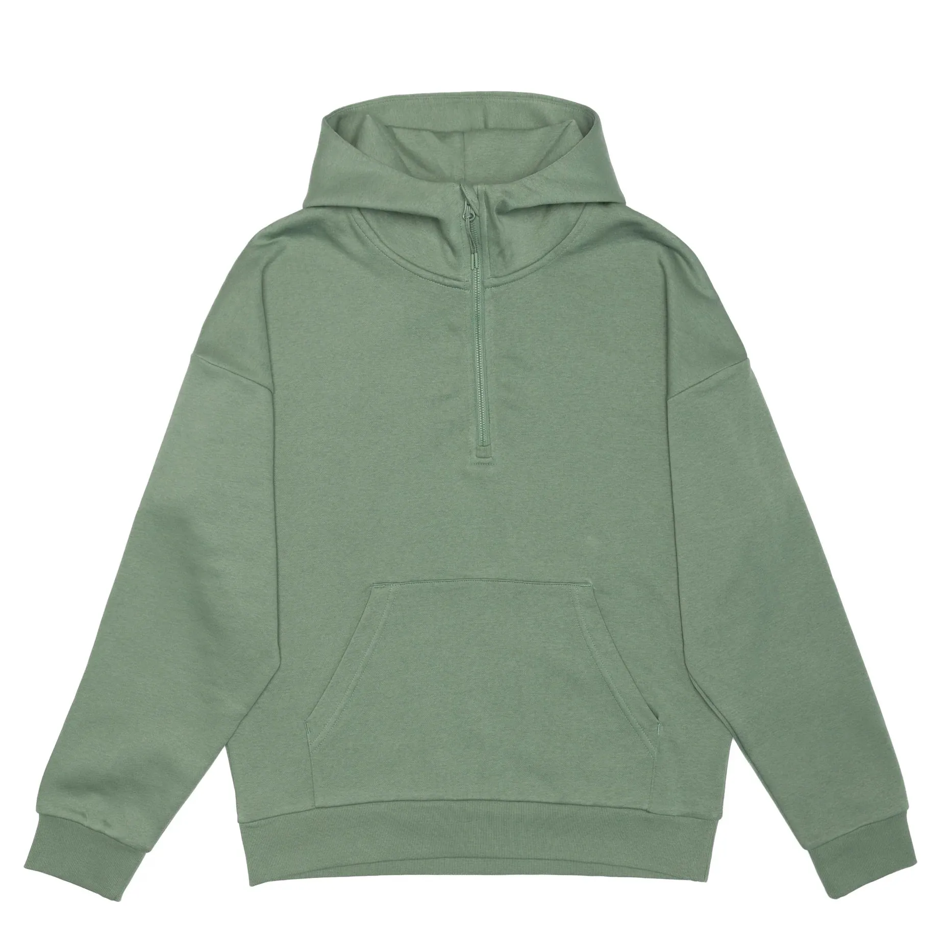 Scuba 1/2 Zip Hoodie, Drop Shoulders - Black or Dusty Green - Adult  - Design your own