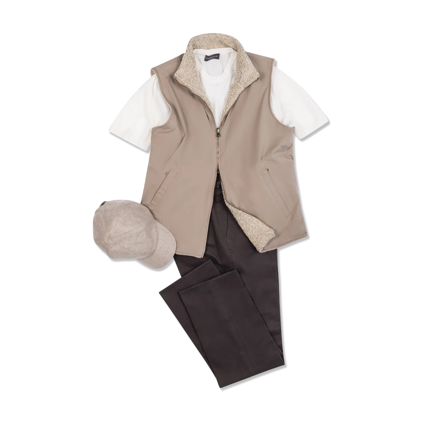 Technical Zip Gilet in Cream