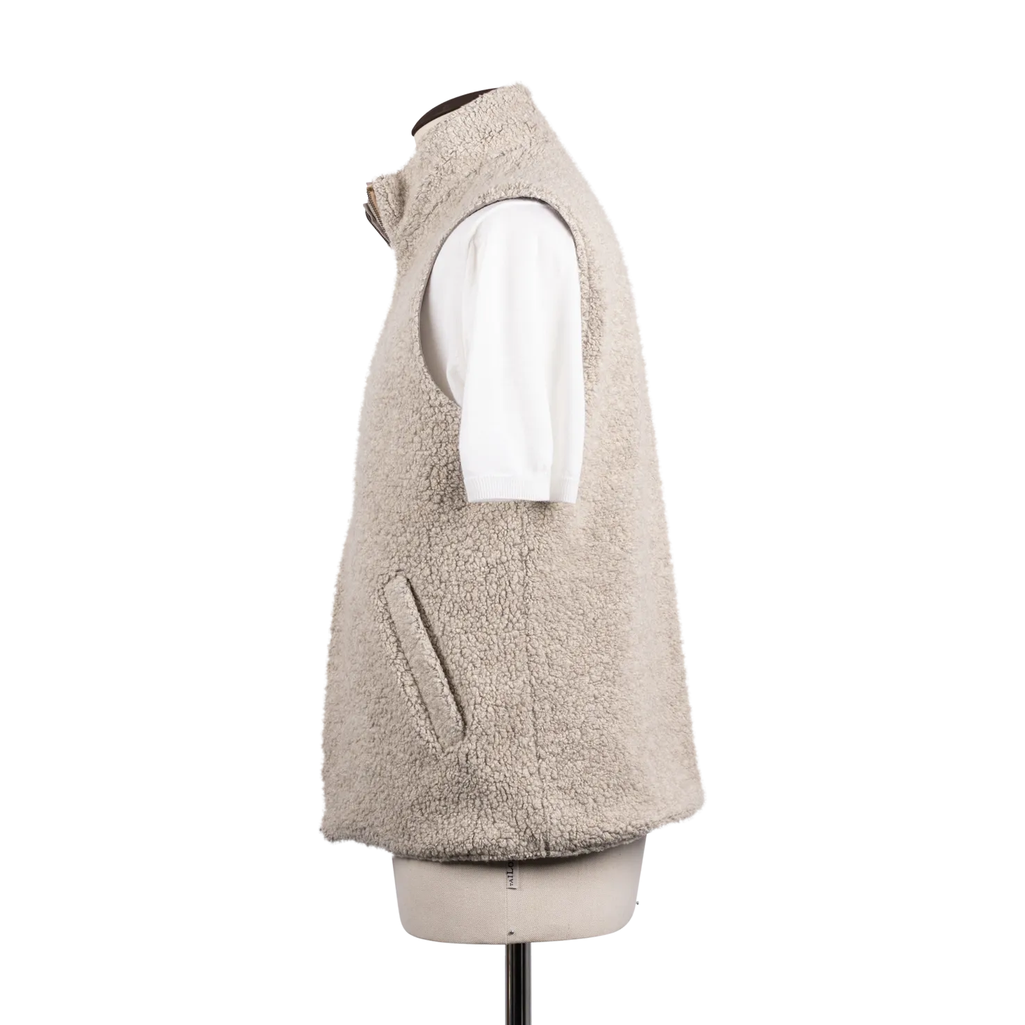 Technical Zip Gilet in Cream