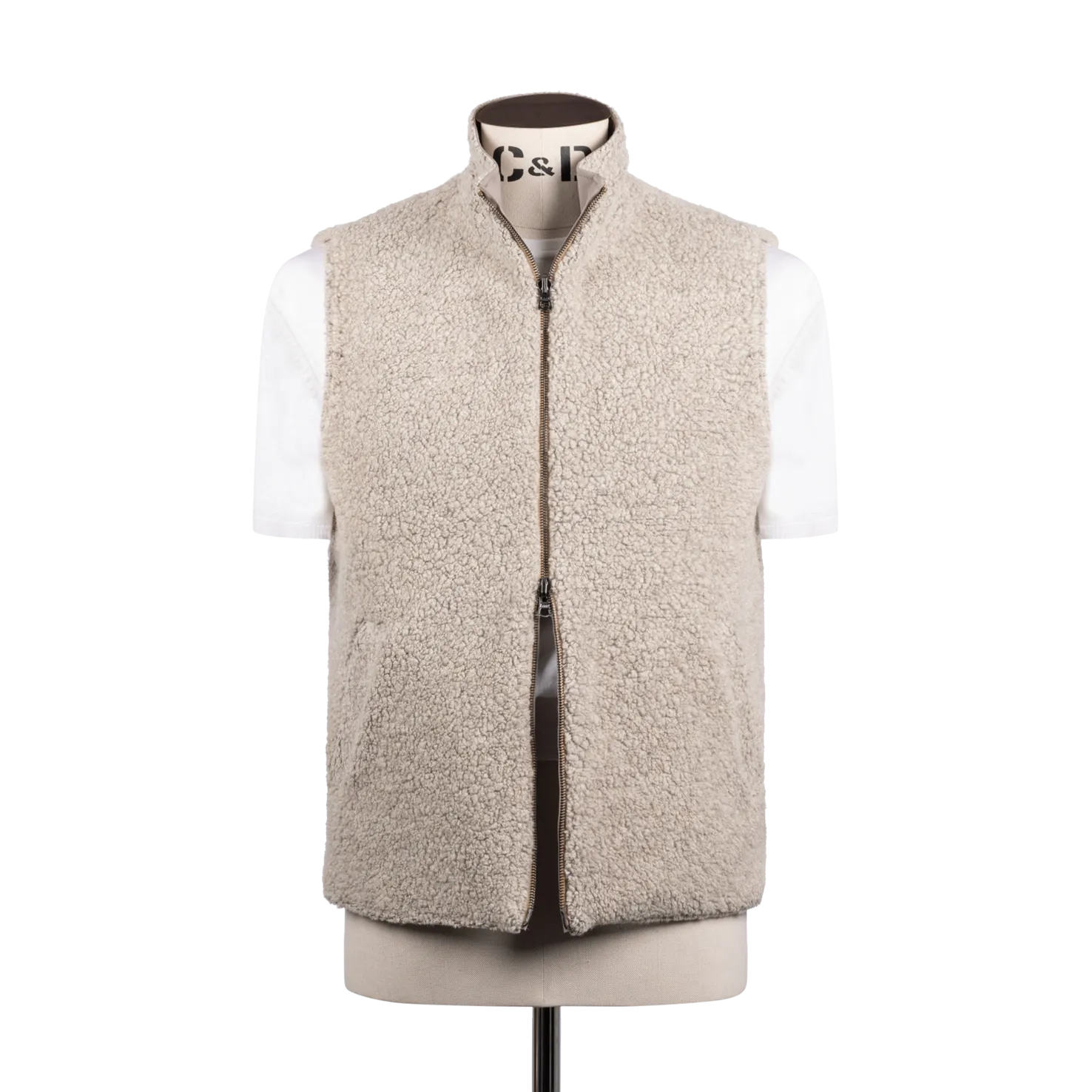 Technical Zip Gilet in Cream