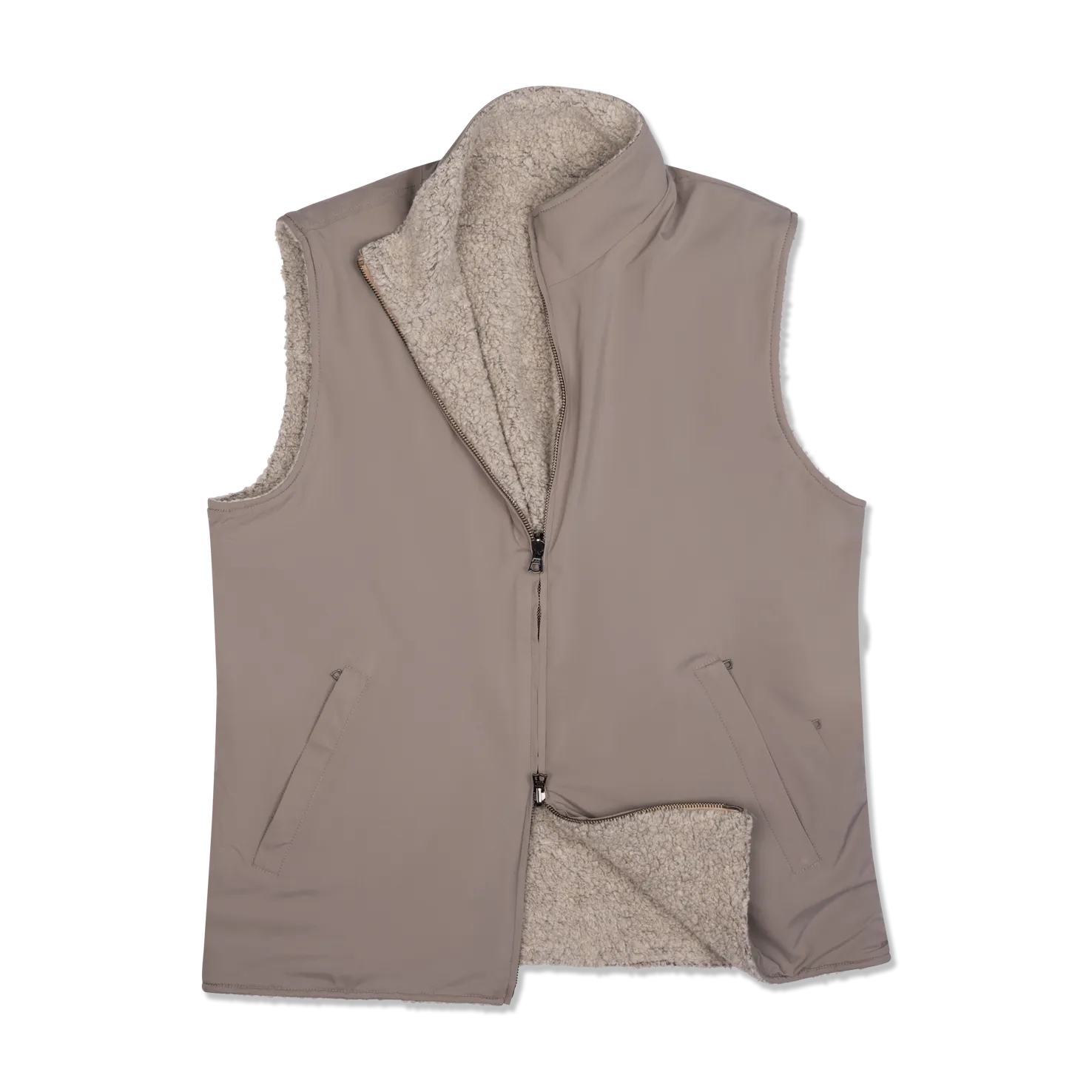 Technical Zip Gilet in Cream