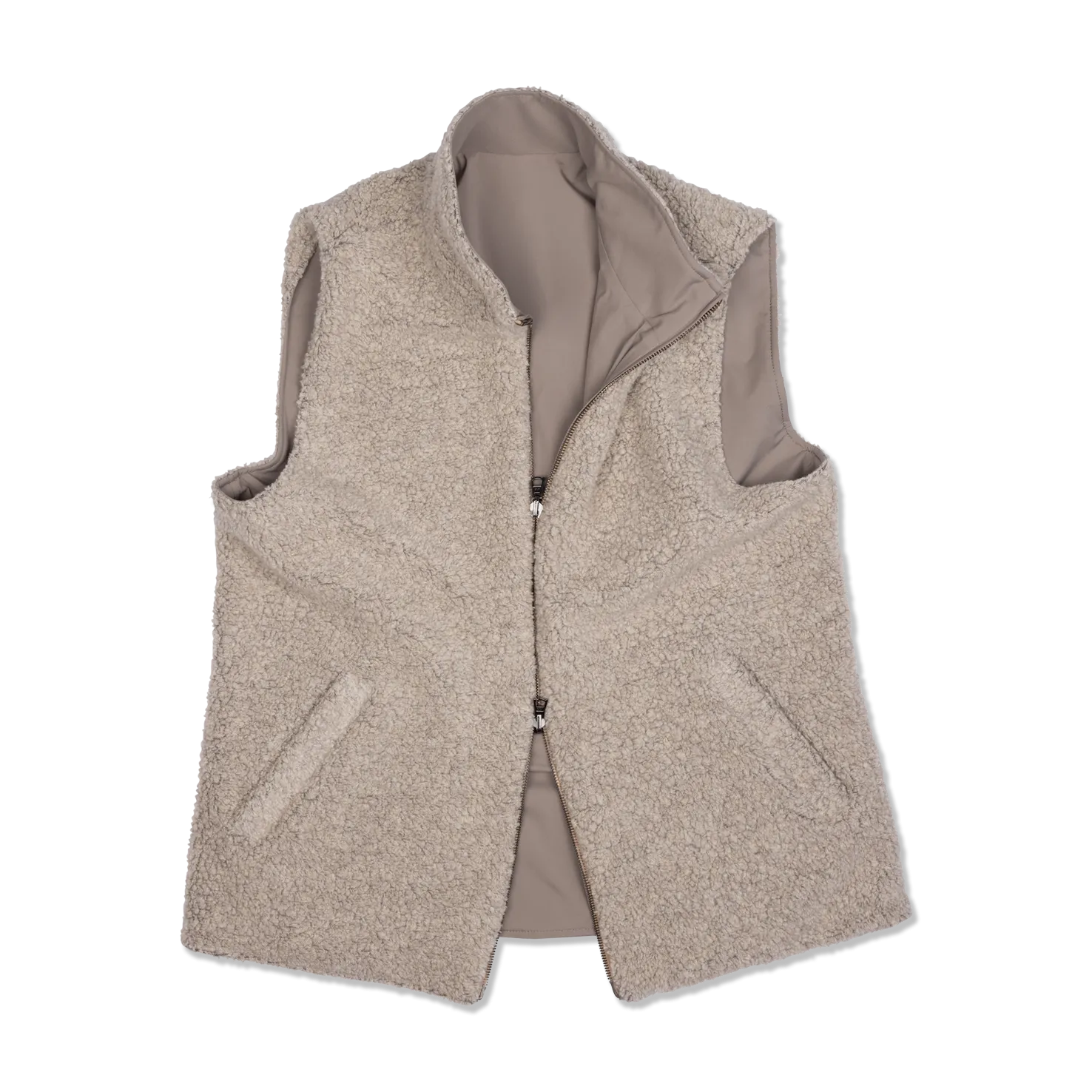 Technical Zip Gilet in Cream