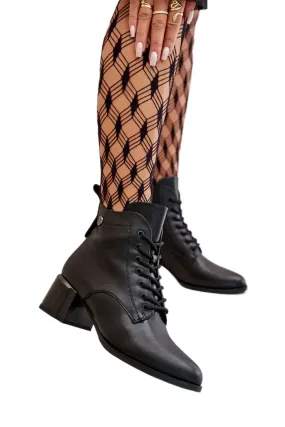 TEEK - Black Laced Smooth Heel Boots