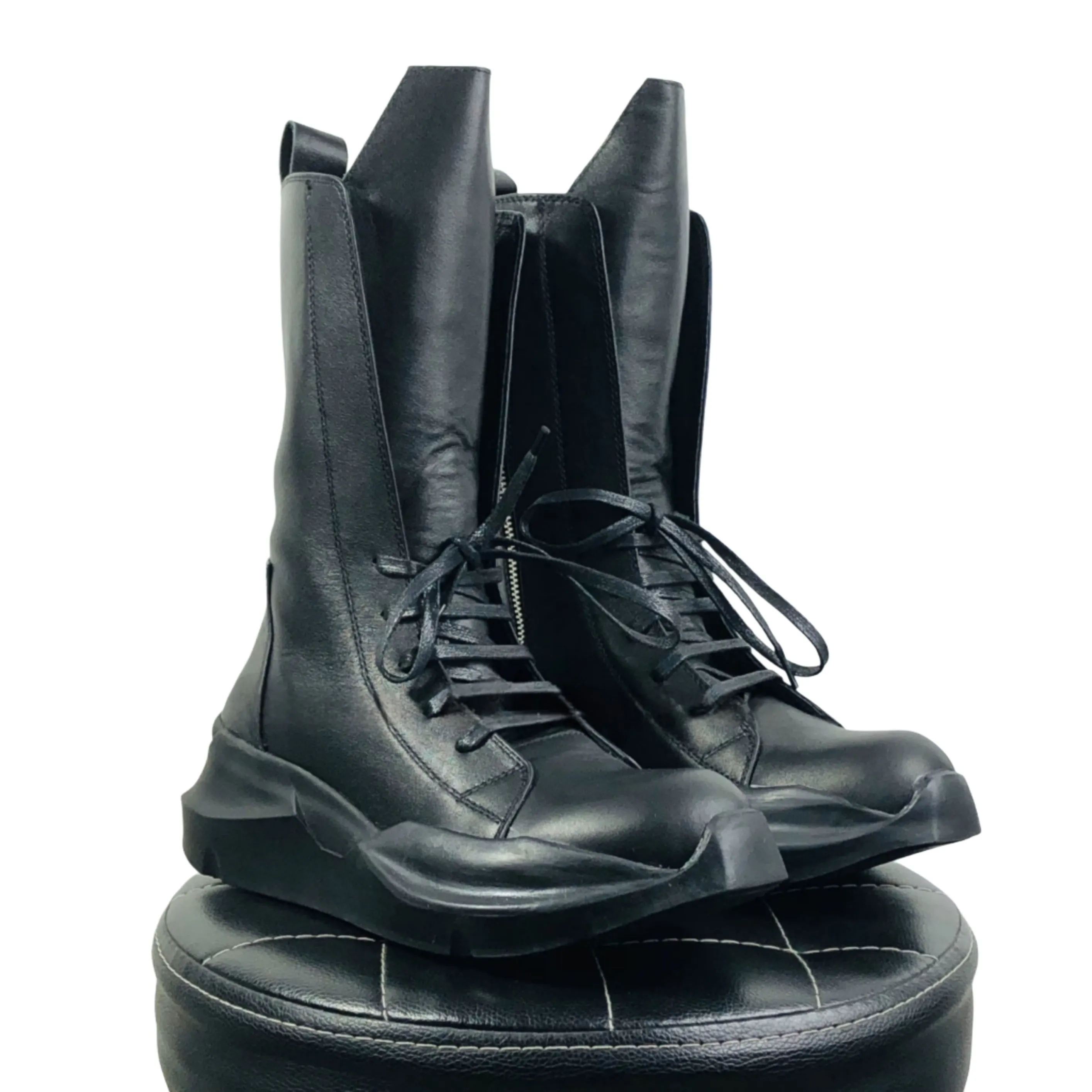 TEEK - Mens Black Genuine Leather Training Zip High Boots