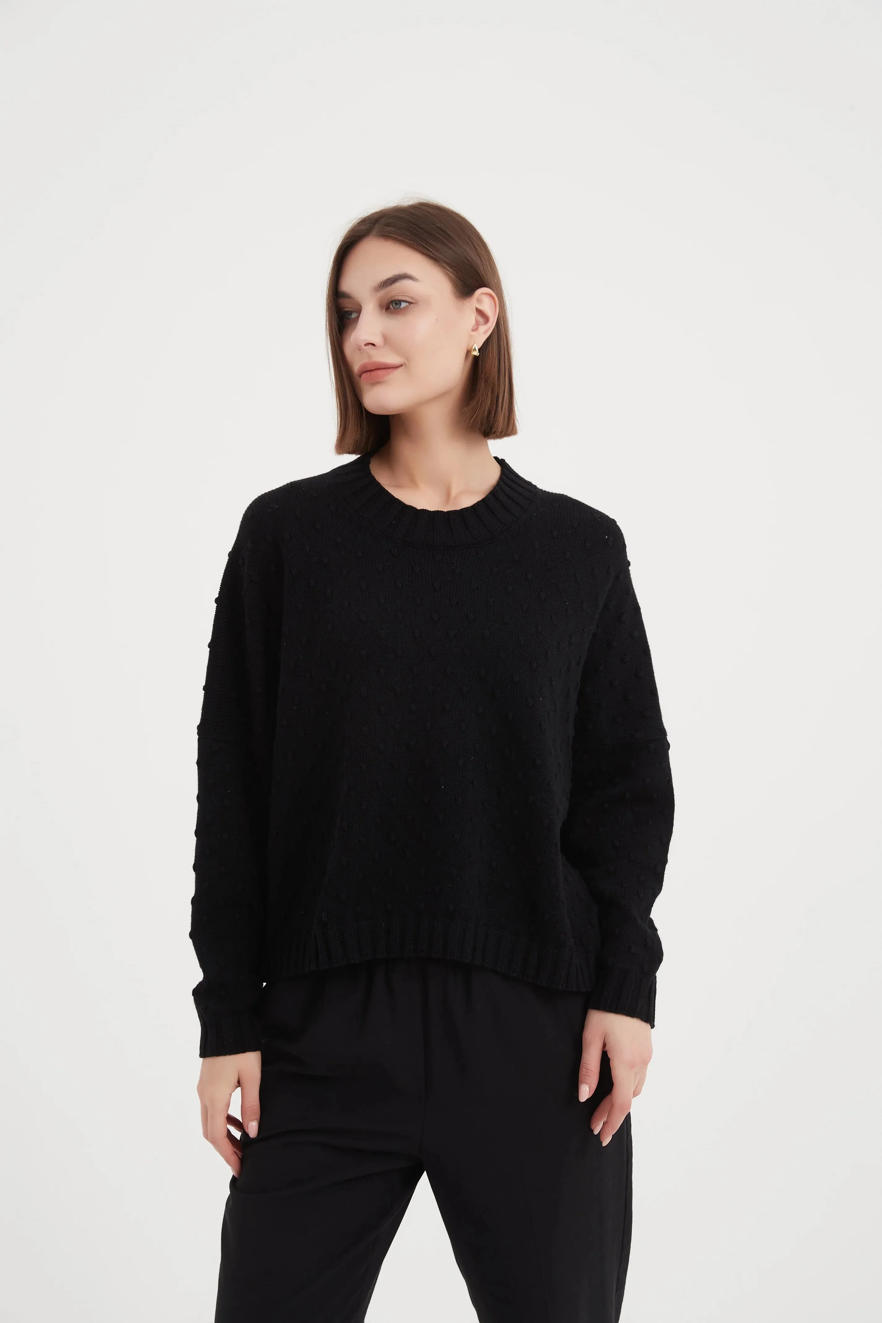 Textured Spot Knit | Black