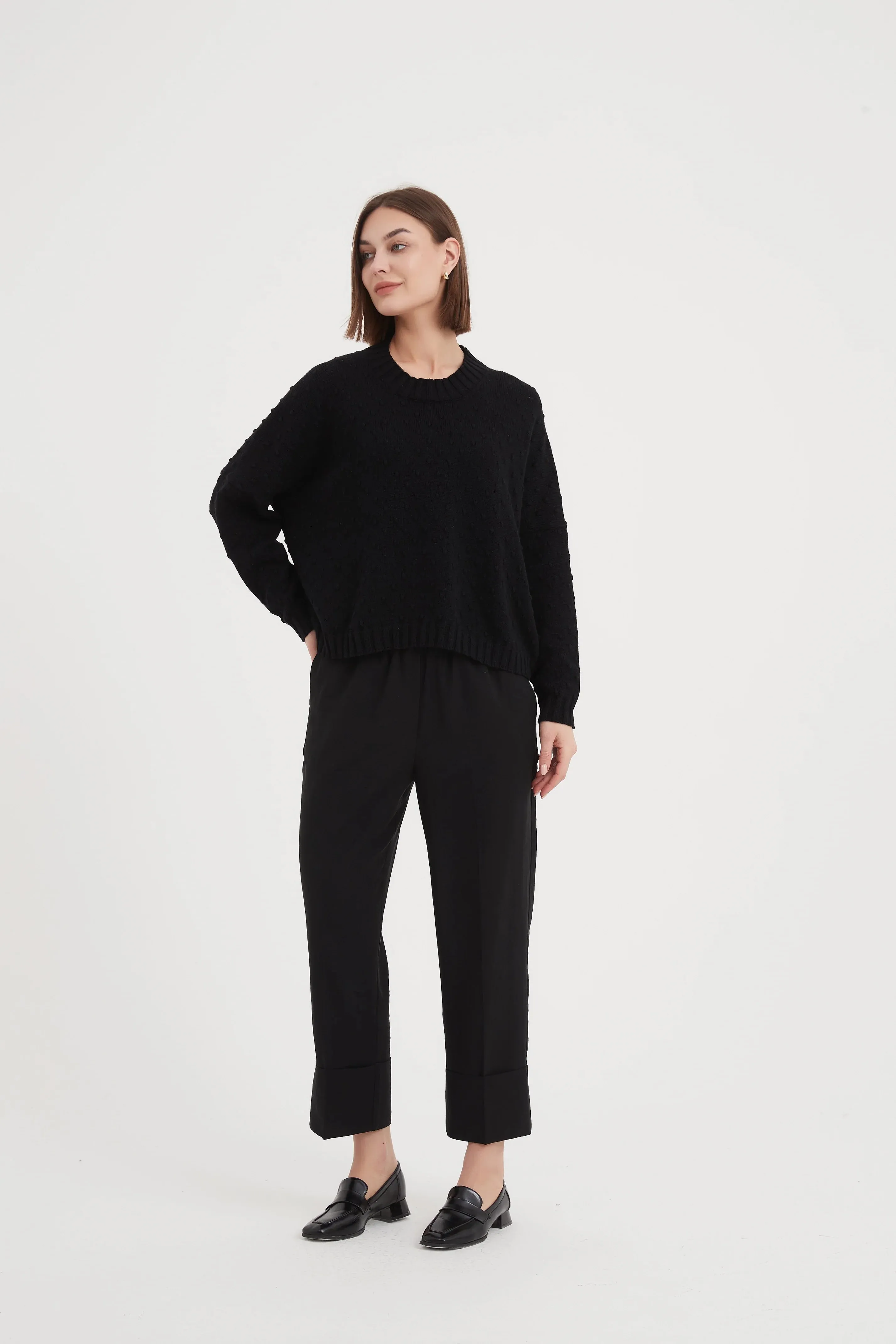 Textured Spot Knit | Black