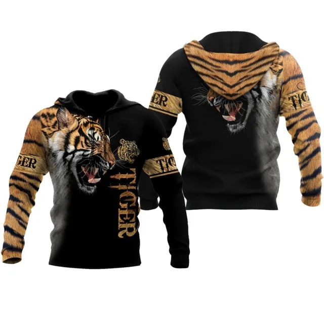 Tiger 3D Pattern Print Hoodie