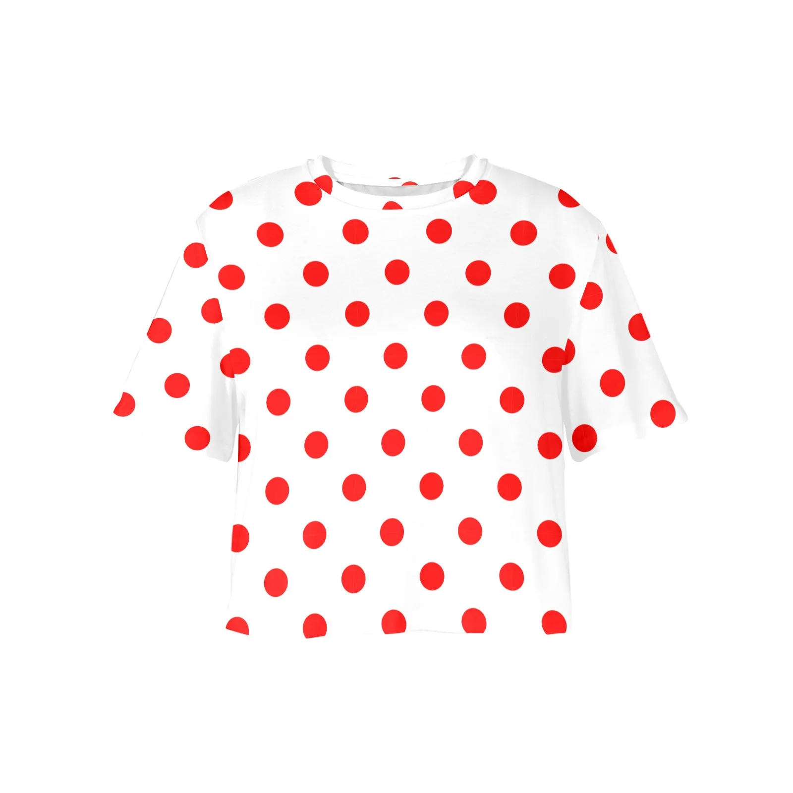 White With Red Polka Dots Women's Cropped T-shirt