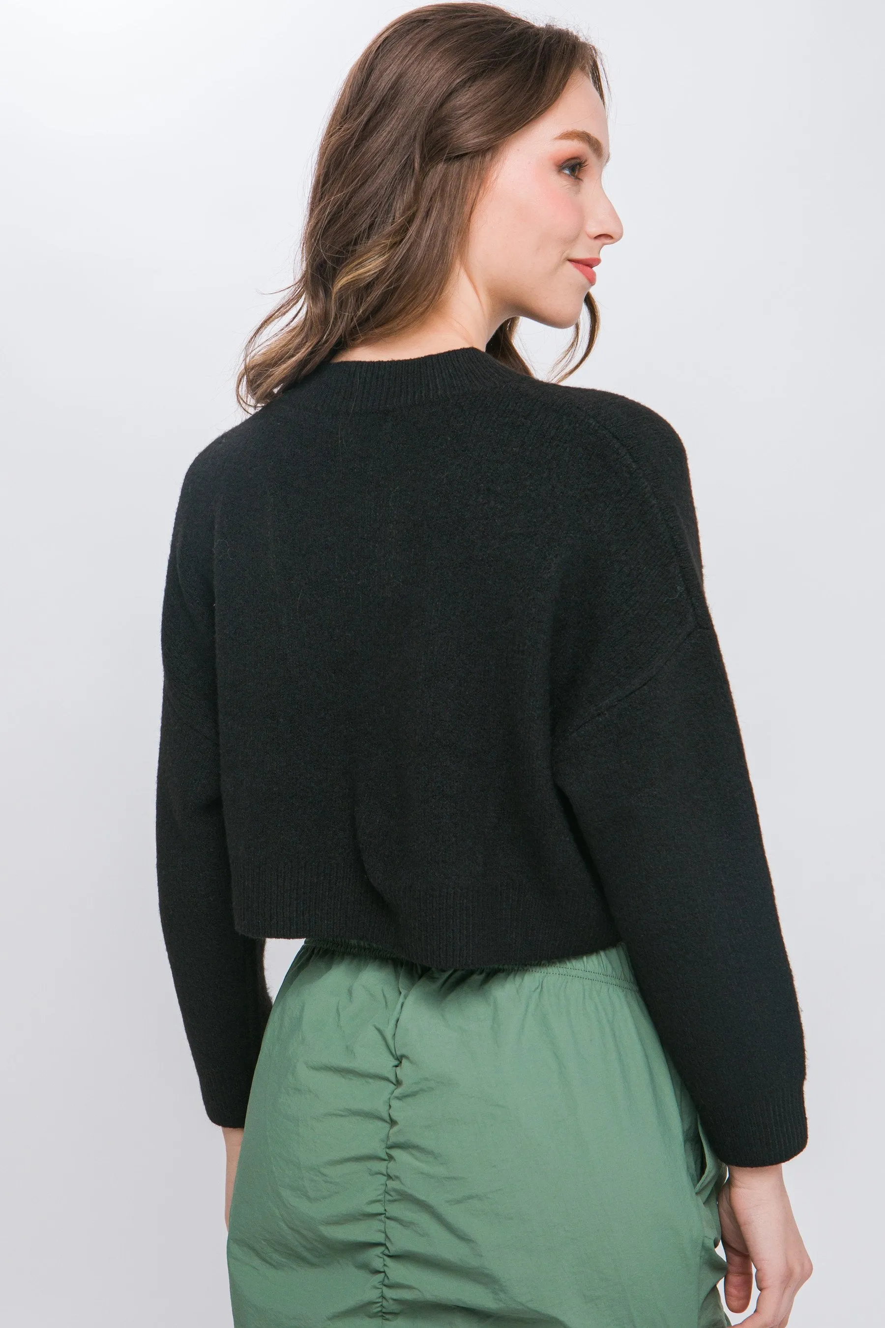 Women's Soiled Color Wool blend cropped sweater top