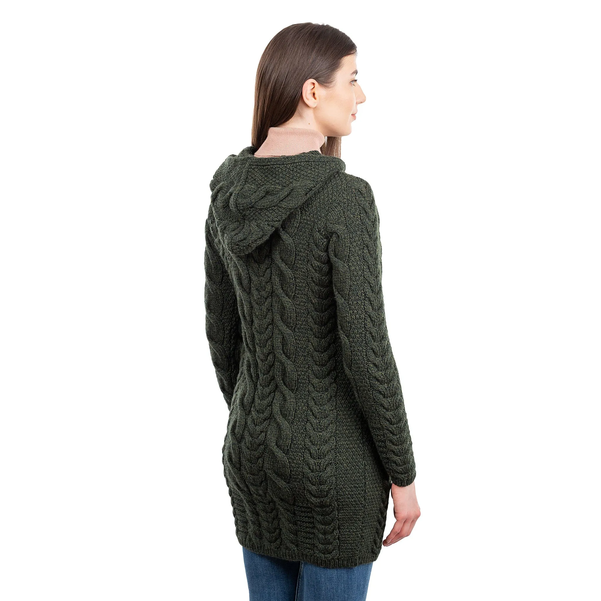 Women's Zipper Irish Cardigan with Hood