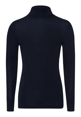 Woolen Silk M Thermal Turtleneck | Deep Navy 73403-1610