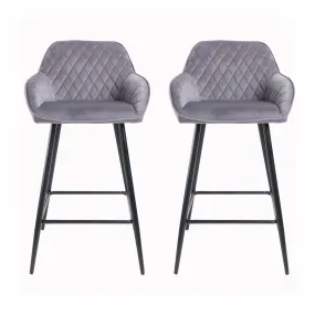 Èze Grey Crushed Velvet Bar Stool