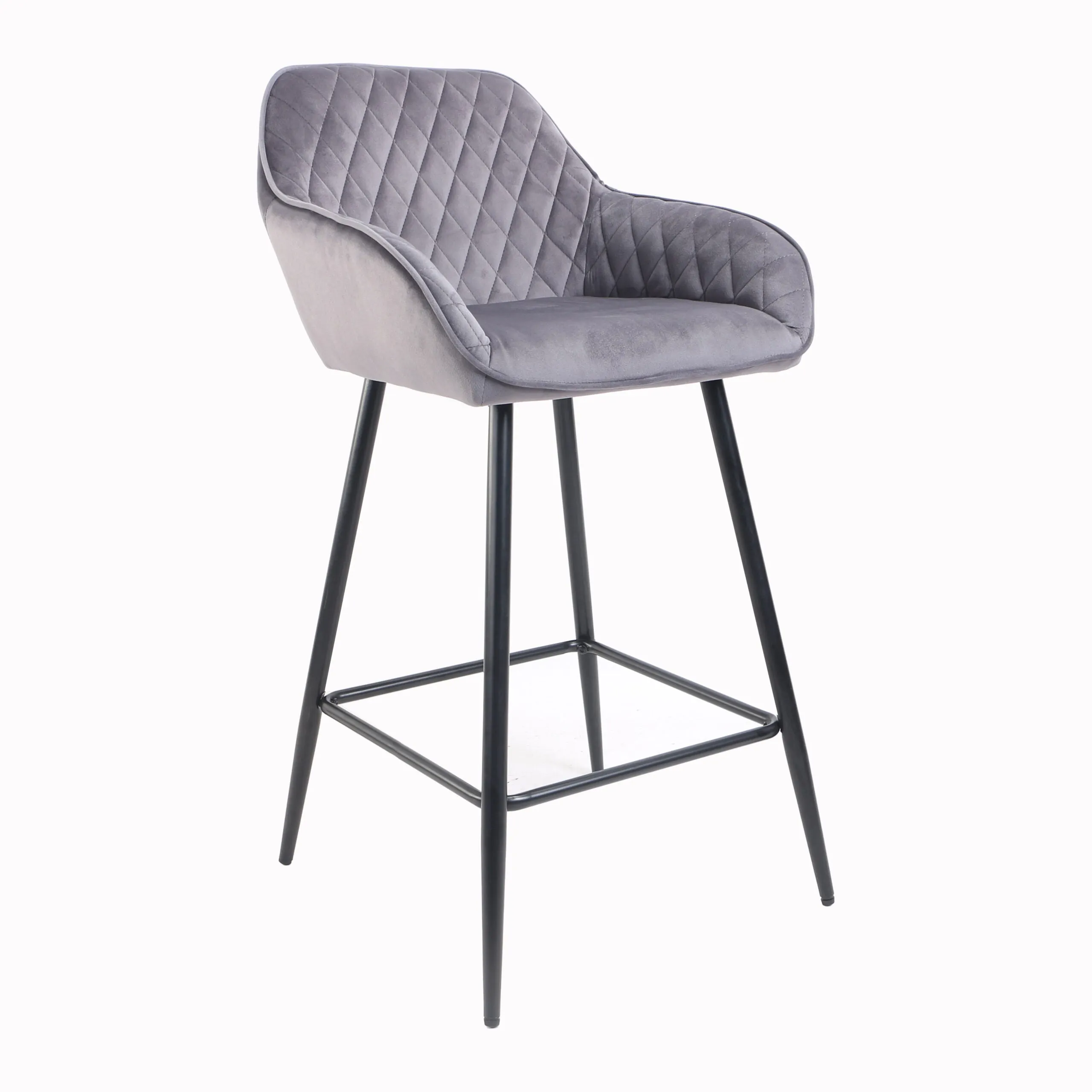 Èze Grey Crushed Velvet Bar Stool