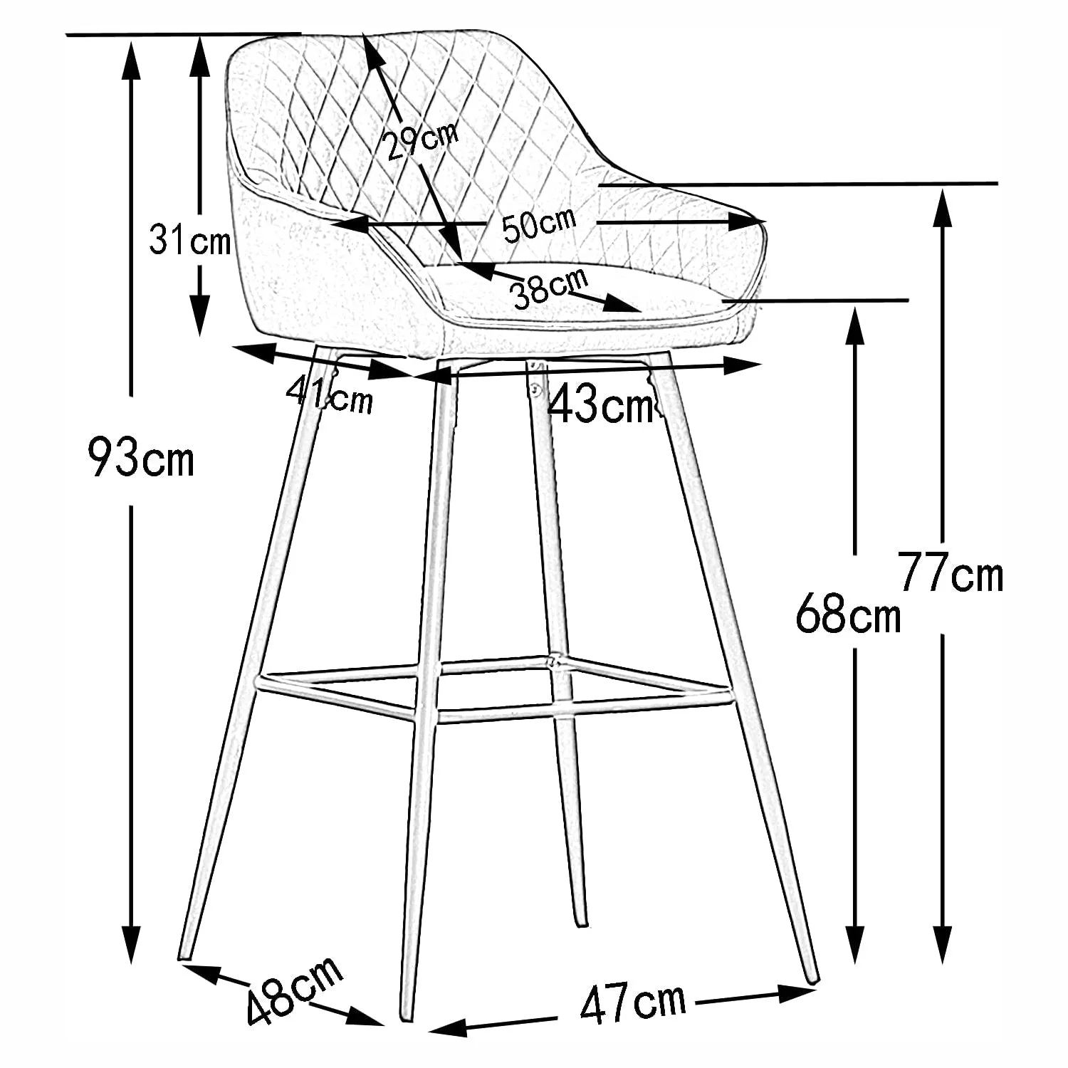 Èze Grey Crushed Velvet Bar Stool