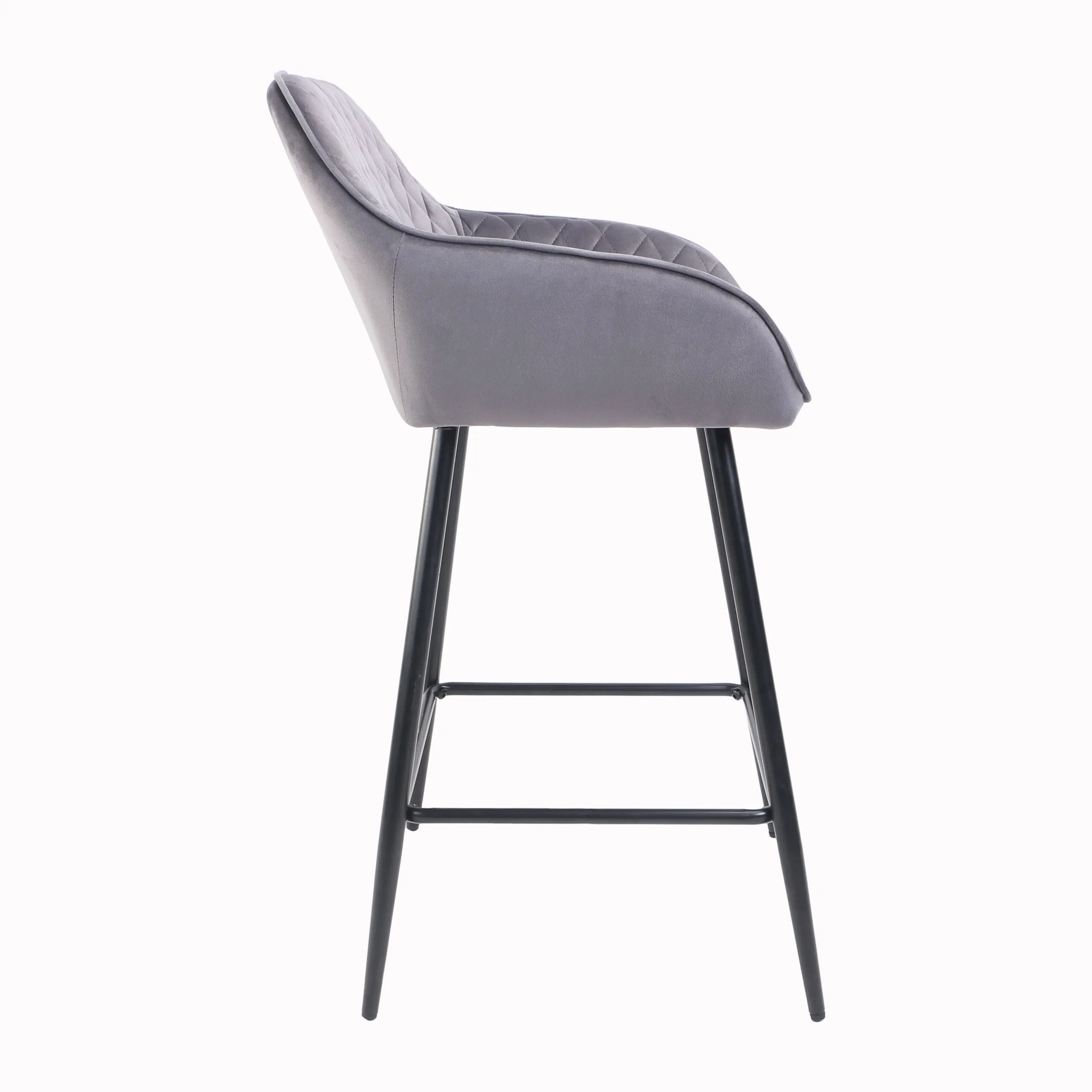 Èze Grey Crushed Velvet Bar Stool