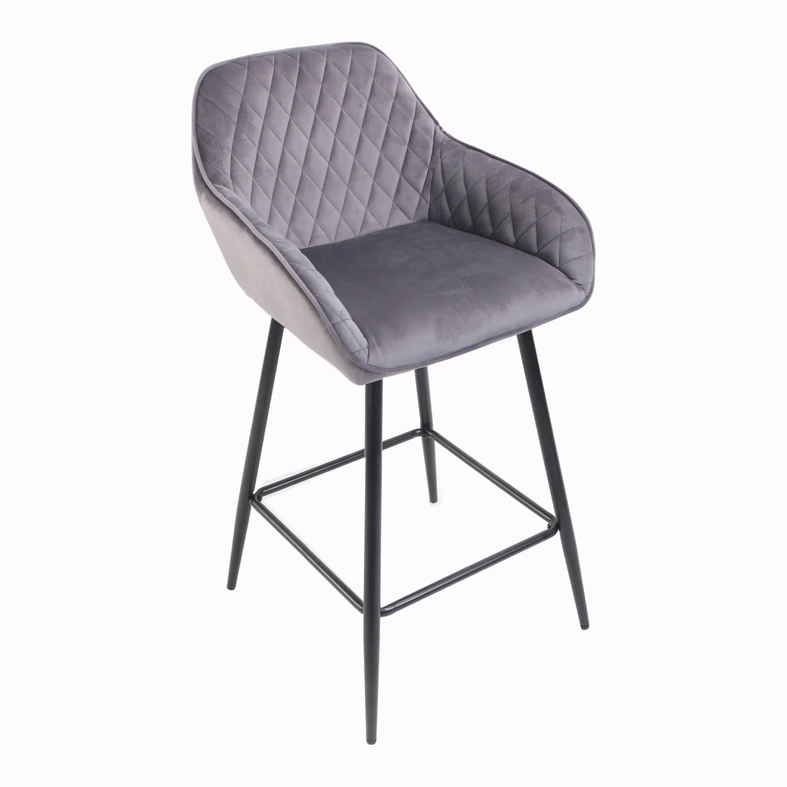 Èze Grey Crushed Velvet Bar Stool